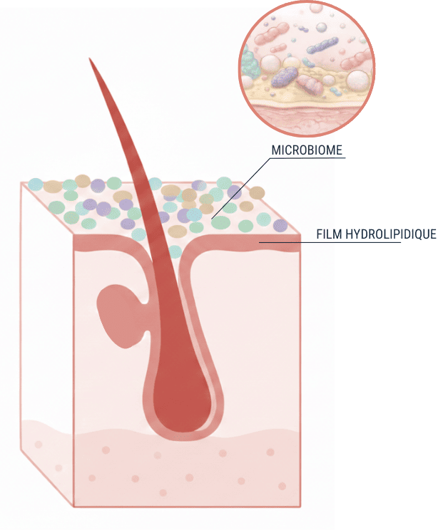Schéma du microbiome du cuir chevelu