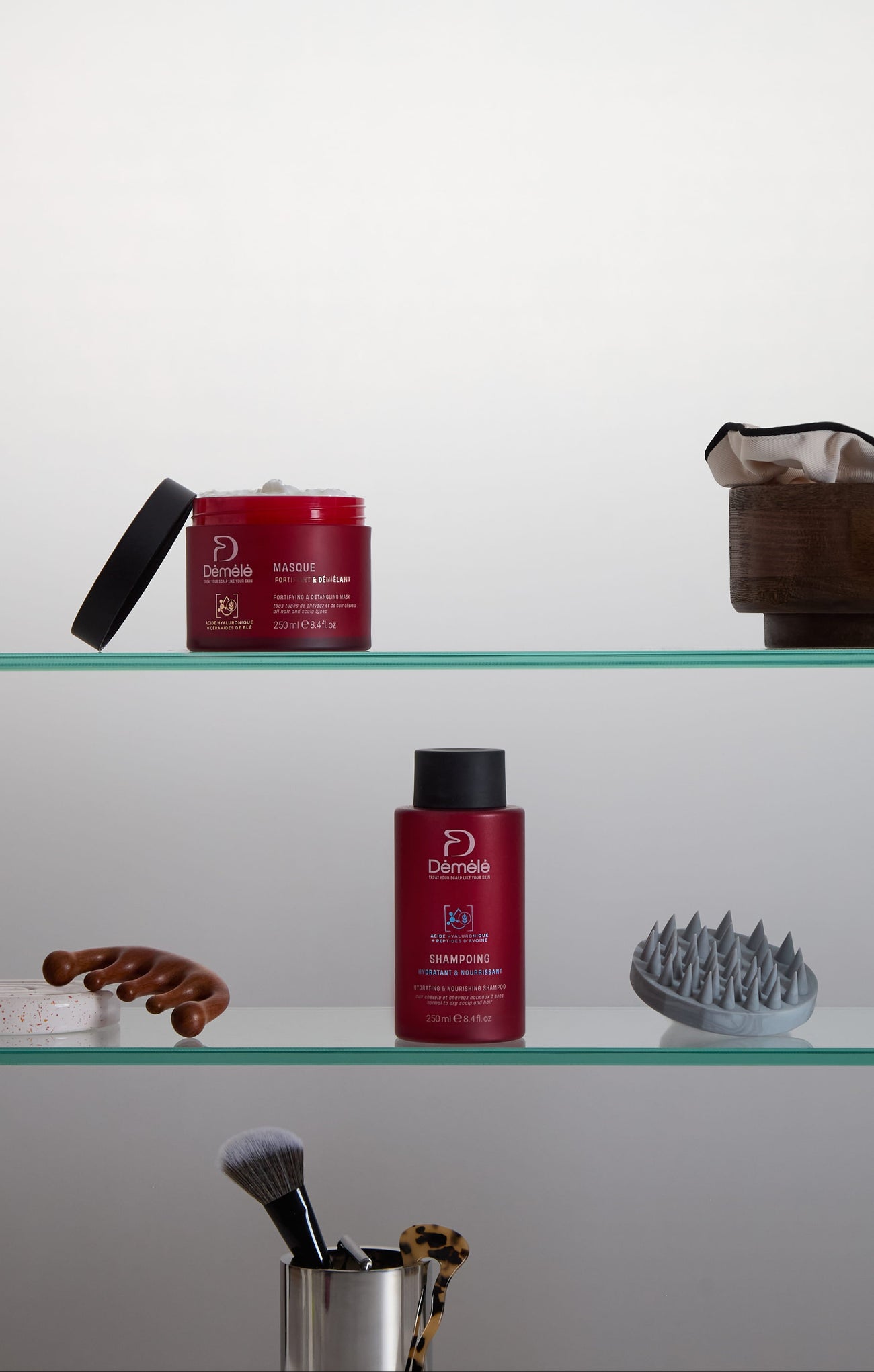 Rituel Hydratation et Confort Démélé avec shampoing hydratant et masque nourrissant pour cheveux secs