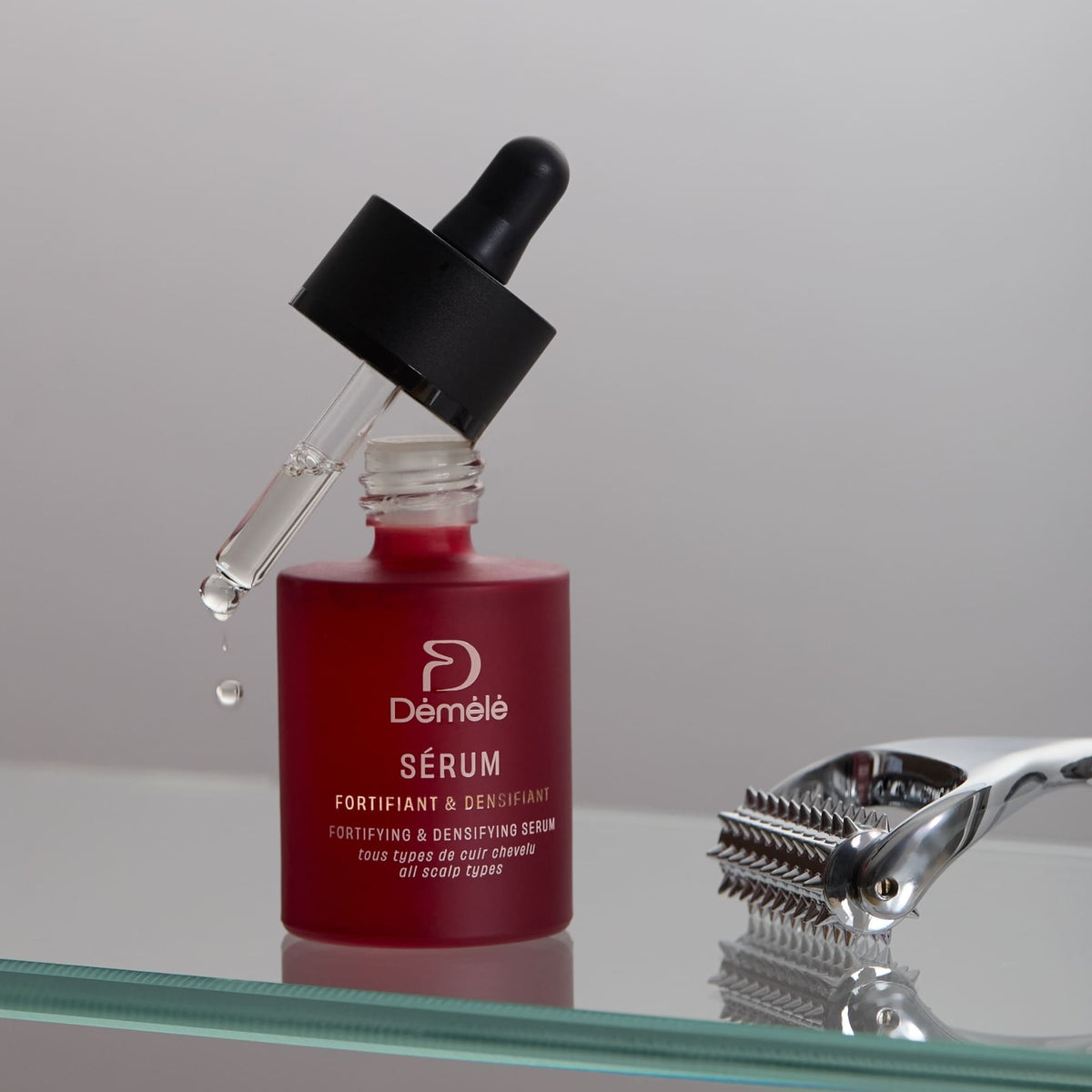 Flacon de Sérum Fortifiant et Densifiant Démélé avec pipette, soin sans rinçage pour cheveux clairsemés et racines fragilisées